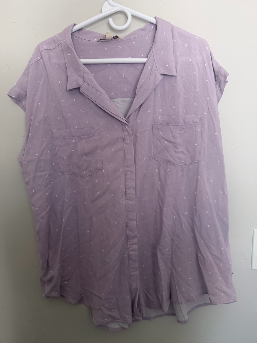 Jachs Lavender Button-Down Cap Sleeve Blouse